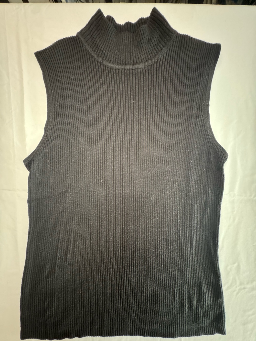 Dana Buchman Black Ribbed Sleeveless Turtleneck Sweater